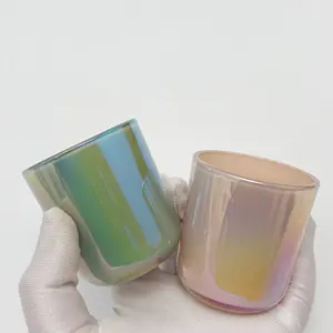 2.5 OZ8OZ小型虹色ティーライトキャンドルガラス瓶ブラッシュセージマーメイドオーラガラス容器