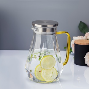 Glass Cold Water <strong>Pitcher</strong> Creative Diamond Shaped Juice <strong>Drink</strong> <strong>Pitcher</strong> with Lid and Colorful Glass Cold Boiled Water <strong>Pitcher</strong> - Product Image 6