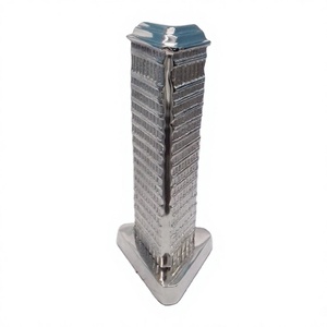 Aluminio fundido Still Bank Flatiron Building Nueva York Historic Large Silver Tower Modelo decorativo para oficina - Product Image 1