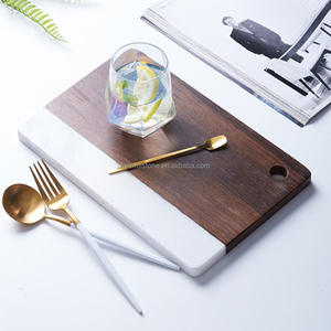 Moderno bianco nero rettangolo di <span class=keywords><strong>marmo</strong></span> e legno di Acacia <span class=keywords><strong>tagliere</strong></span> per utensili da cucina-commercio all'ingrosso - Product Image 3
