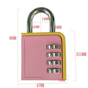 กุญแจล็อคแบบผสมผสาน โลหะผสมสังกะสี 47X51X80 มม. รูปทรงสี่เหลี่ยมผืนผ้า สำหรับยิม บ้าน ตู้เก็บของ กระเป๋าเดินทาง - Product Image 1