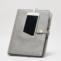 Carnets de notes rechargeables avec batterie externe 10000 mAh, chargement filaire/sans fil, couverture en cuir, vente en gros