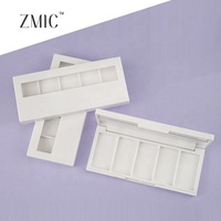 Palette de fards à paupières rectangulaire 5 couleurs avec fenêtre et miroir, emballage vide pour blush pigmenté, correcteur et crème de maquillage en ABS