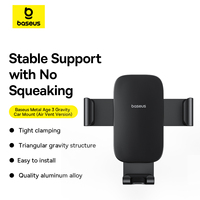 Baseus Metal Era 3, Soporte para Teléfono Móvil para Coche, con Ventilación, Gravedad, 95% Nuevo, de Segunda Mano, para Navegación, Modelo Nuevo de Alta Gama