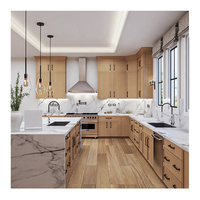 Armoire de cuisine en bois de style européen contemporain, intégrée, avec placage, stratifié, pour restaurant, garde-manger, rangement