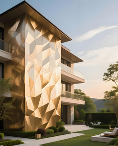 Façade de bâtiment en panneaux d'aluminium 3D sur mesure, façade extérieure en aluminium, mur-rideau, design moderne, façades modulaires pour hôtel - Product Image 1
