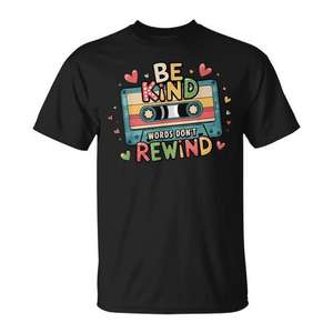 T-shirt pour les amoureux de la musique, avec inscription « Be Kind Words Don't Rewind », style vintage des années 80 et 90 - Product Image 1