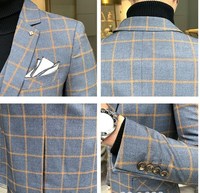 Trajes de Negocios a Cuadros M-58XL, el Mejor Traje de Tres Piezas para Novio de Boda, Esmoquin Informal (Chaqueta+Chaleco+Pantalones), Traje de Negocios para Hombre de Talla Grande