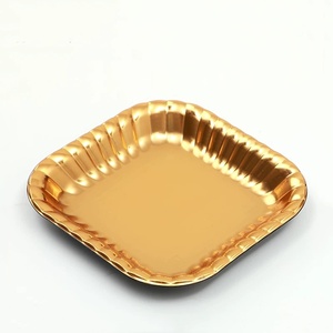 Bandejas de plástico desechables doradas para carne y pollo de 160*160*20mm, alimentos para mascotas, frutas, verduras, contenedores de embalaje, supermercado - Product Image 2