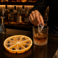 Bac à glaçons en forme de citron, 8 cavités, sans BPA, réutilisable, facile à démouler, avec couvercle, pour cocktails, bar, fête, congélateur, vente en gros, prêt à être expédié