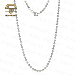 Collar de Cadena de Plata de Ley 925 con Cuentas de Bola y Corte Lunar, Brillo Deslumbrante, Baño de Oro, Esferas con Incrustaciones de Diamantes de Imitación, Cadena de Cuentas de Bola de 3 mm - Product Image 6