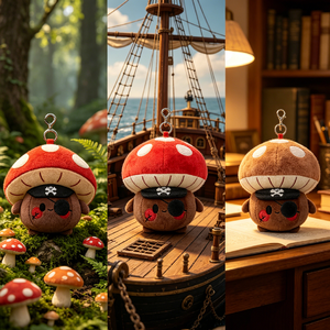 Porte-clés en peluche champignon pirate personnalisé avec logo d'usine, pendentif champignon en peluche de dessin animé, jouet promotionnel en gros à offrir - Product Image 6