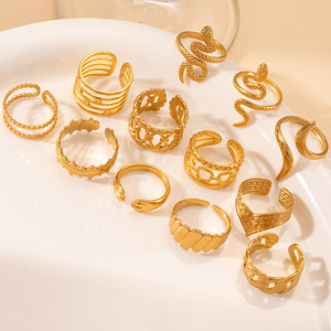 Open Custom Hip Hop Twist 18k Gold Plated Geometric <strong>Stainless</strong> <strong>Steel</strong> Snake Cuff Rings <strong>Wholesale</strong> <strong>Jewelry</strong> Fashion Ring For Women - Product Image 5