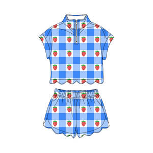 Conjunto Infantil GSSO3601 Personalizado para Niña, con Estampado de Lazos Coloridos y Rayas, Estilo Casual de Manga Corta, Venta al Por Mayor - Product Image 2