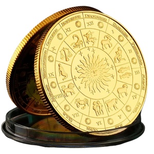 Monedas de recuerdo del zodiaco chapado en oro <span class=keywords><strong>Cancer</strong></span> Tarot Wish Lucky Sun God moneda coleccionable decoración del hogar - Product Image 2