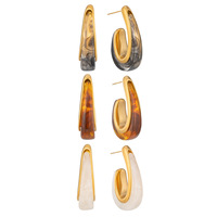 Pendientes de Resina Geométricos Chapados en Oro de 18K de Acero Inoxidable N&S, Joyería de Alta Gama para Mujer, Regalo de Moda