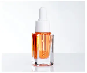 10ml Flat Square Glass Serum Bottle with White Dropper Essential Oil Bottle