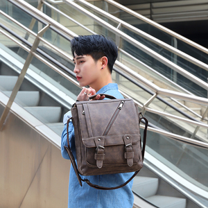 Sac bandoulière messager en <span class=keywords><strong>cuir</strong></span> PU imperméable grande capacité pour <span class=keywords><strong>homme</strong></span>, style britannique vintage, avec logo personnalisé, idéal pour les voyages d'affaires - Product Image 5