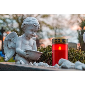 LED <b>Candle</b> Light Warm White <b>Red</b> Canister 2xAA IP44 Outdoor Garden Decor - Product Image 2