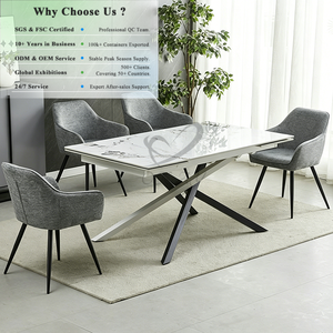 Table à manger en céramique OKAY, style nordique, ensemble table et <span class=keywords><strong>chaises</strong></span> pour <span class=keywords><strong>6</strong></span> personnes, table et <span class=keywords><strong>chaises</strong></span> minimalistes blanches - Product Image 1