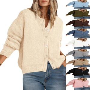 Suéter Cárdigan de <span class=keywords><strong>Mujer</strong></span>, Cuello Redondo, Manga Larga, Tejido, con Botones, Moda Otoño Invierno 2026 - Product Image 1