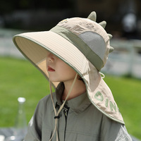 Sombrero de Pescador de Lona de Poliéster Ajustable con Protección UV, Diseño de Dibujos Animados para Niños, Niñas y Bebés, Estilo Japonés y Coreano