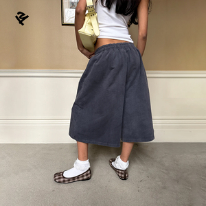 Custom Oversized Wide Leg <strong>Shorts</strong> <strong>Women</strong> Elastic Waist Drawstring Loose Fit <strong>Short</strong> Pants for Ladies Summer <strong>Bermuda</strong> <strong>Shorts</strong> - Product Image 2