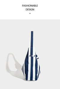 מותאם אישית מודל מפעל בד טוטה תיק מגנטי אבזם מגנטי קניות בד כותנה הכתף תיק פסים לנשים - Product Image 6