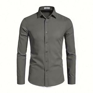Camisas de Vestir para Hombre en Blanco y Negro, Corte Regular, Manga Larga, Camisa de Marca para Hombre, Poliéster, Transpirable, Formal, para Negocios - Product Image 4