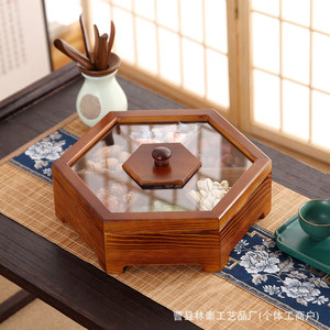 Wooden Compartmentalized Candy <b>Box</b> Pine Handmade Hexagonal With Lid For Storage <b>Gift</b> - Product Image 4