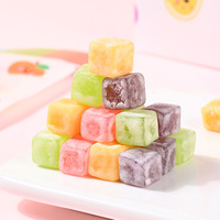 Halal Certified Wholesale Bulk Mixed Fruit Flavor Sour Sugar Coated Soft Sweet Cube Shaped Gummy Candy China Manufacturer