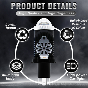 Ampoule de phare LED P9 pour voiture H4 60W 6000LM 12V, projecteur de lumière pour moto, lentille 6000K blanc naturel, éclairage universel - Product Image 4