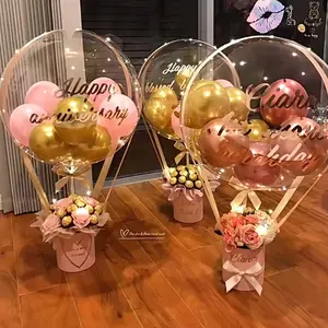 2023 Nova Chegada Dia das Mães Bobo Buquê De Balão Com Flores Cesta Decorar Presentes Para Festa De Casamento De Aniversário