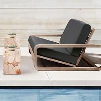 Chaise longue en teck moderne minimaliste nordique pour l'extérieur, résistante au soleil, imperméable, anti-corrosion, pour villas, jardins, balcons