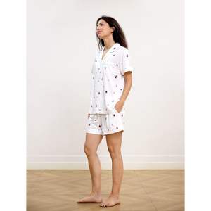 Ensemble de pyjama pour femmes à manches courtes avec imprimés personnalisés, col en V, boutons, 2 pièces, vêtements de nuit en viscose de bambou - Product Image 4
