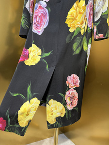 Nuovo abito in seta di alta qualità 2025 abiti primavera estate da donna con grandi stampe floreali a <span class=keywords><strong>manica</strong></span> <span class=keywords><strong>lunga</strong></span> tubino abito speciale evento XXL - Product Image 5