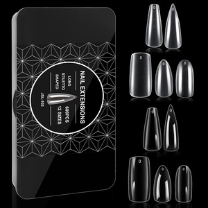 Grosir 550 buah ujung kuku akrilik Tekan pada kuku kurva peti mati penutup penuh Gel ujung Gel X ujung kuku - Product Image 1