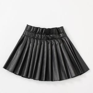 KS2923 Nueva Falda Lisa para Niñas 2022, Falda de Moda para Niñas, Falda de Cuero PU, Falda Plisada - Product Image 5