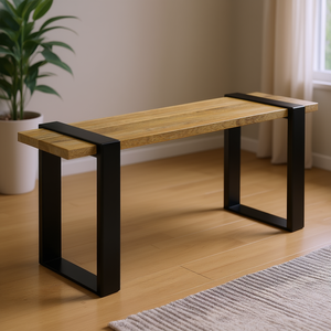 Panca in Legno Naturale Nessa, Arredamento Moderno per Soggiorno, Design Elegante - Product Image 2