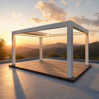 Pergola motorisée 20x20, pergola rétractable en aluminium, éclairage solaire LED extérieur, bâtiments de jardin