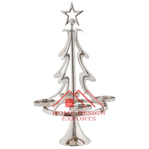 Bougeoir en aluminium à motif d'arbre de Noël Porte-bougie en or antique pour décoration de Noël Vente en gros Prix le plus bas - Product Image 2