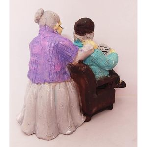 Anniversaire De Mariage Saint Valentin Cadeau pour <span class=keywords><strong>Maman</strong></span> Grandmas Vieux Couple Marié Figurine Peint À La Main Résine Artisanat pour La Maison - Product Image 6