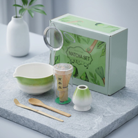 Kit de 6 outils japonais pour la préparation du matcha, comprenant un fouet, un bol, un tamis en acier inoxydable, une cuillère doseuse, un ensemble complet pour le thé