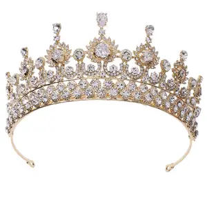 Mahkota Pengantin Berkualitas Tinggi, Temperamen Ratu Zirkonia Mahkota Hiasan Rambut Mewah Berkilau Mahkota Pengantin Pernikahan