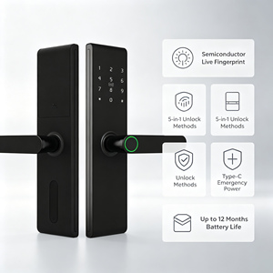 Serrure de porte intelligente WiFi Glomarket Tuya avec déverrouillage par empreinte digitale, carte-clé et Bluetooth TTLock pour maison, appartement, bureau et projets - Product Image 1