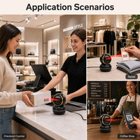 Escáner de Códigos de Barras Omnidireccional 2D YUANAIDC, Lector de Códigos QR de Escritorio, Automático, Manos Libres, USB, para Sistemas POS de Minoristas