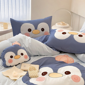 Mignon <span class=keywords><strong>pingouin</strong></span> dessin animé impression confortable confortable ensemble de literie doux coton écologique de haute qualité pour enfants adultes pour la saison d'automne - Product Image 5