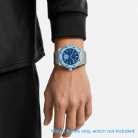 Gros Bracelet FKM premium avec boîtier bumper acier inox pour Swatch x AP Royal Pop Mod Kit sport luxe robuste