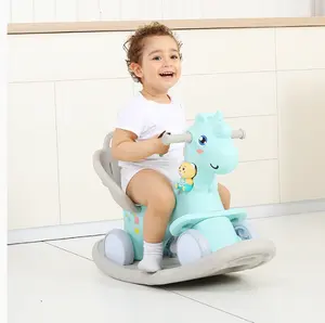 High quality rotating glow musical toddler walker plastic kids cartoon baby ride on animals rocking horse toy