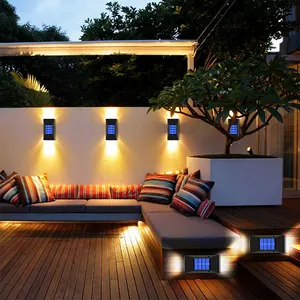 Уличная суперъяркая Ip65 водонепроницаемая домашняя садовая декоративная подсветка светящаяся вверх вниз настенная лампа на солнечной батарее с 6 светодиодами